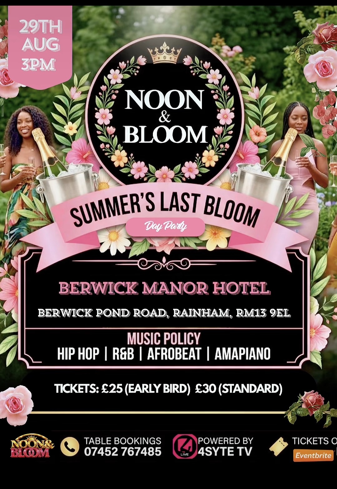 Noon & Bloom — Saturday 29 August 2026